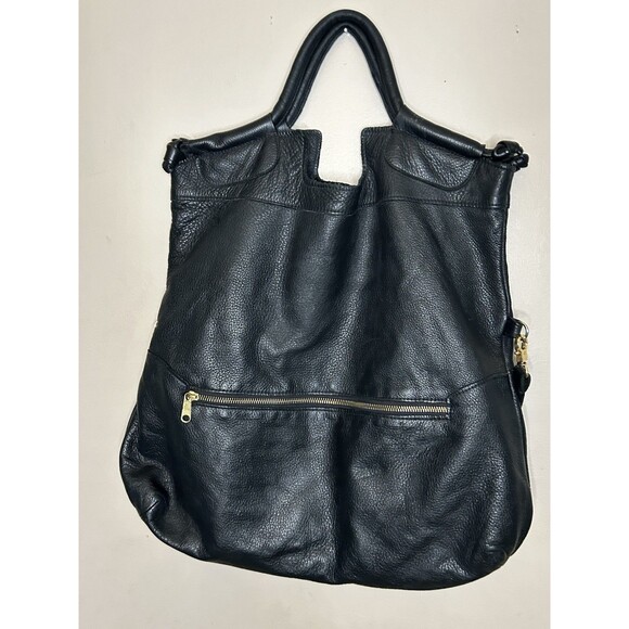 Anna Corinna Black Soft Leather Handbag Boho Two Handle Shoulder Crossbody Hobo - Picture 2 of 12